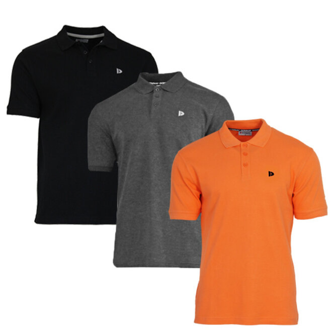 Donnay Heren - 3-Pack - Polo shirt Noah - Zwart / Donkergrijs / Apricot