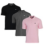 Donnay Heren - 3-Pack - Polo shirt Noah - Zwart / Donkergrijs / Shadow Pink