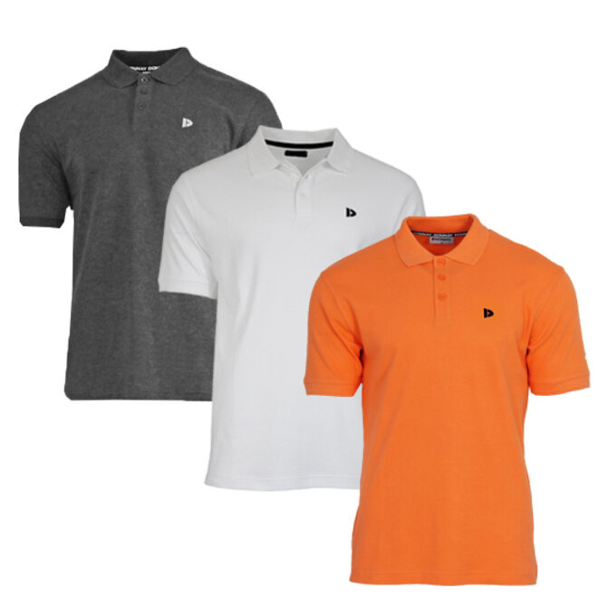 Donnay Heren - 3-Pack - Polo shirt Noah - Donkergrijs / Wit / Apricot