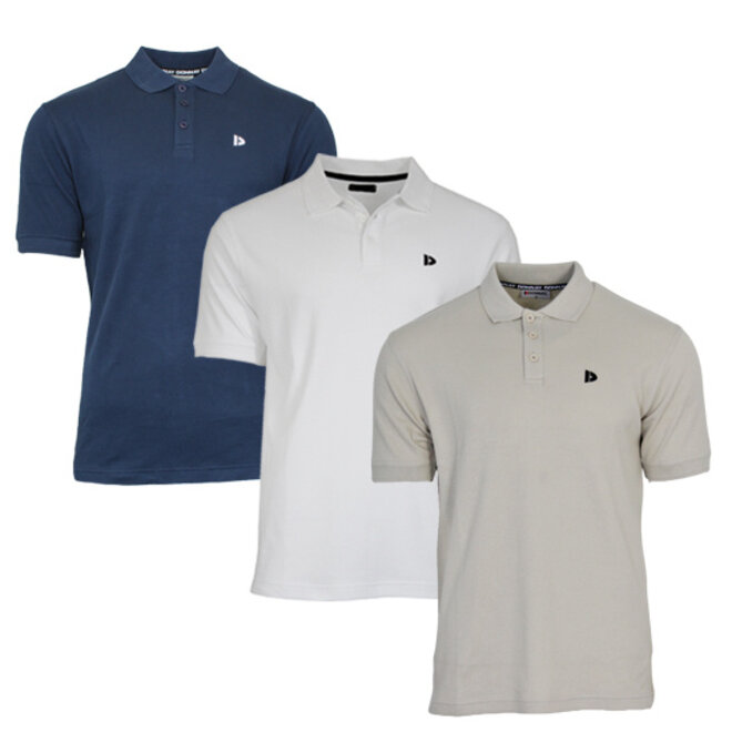 Donnay Heren - 3-Pack - Polo shirt Noah - Navy / Wit / Sand