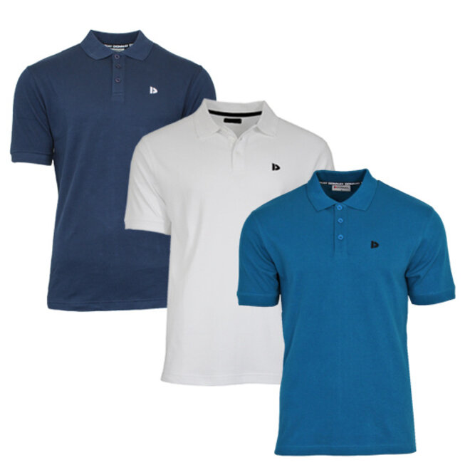 Donnay Heren - 3-Pack - Polo shirt Noah - Navy / Wit / Petrol Blue
