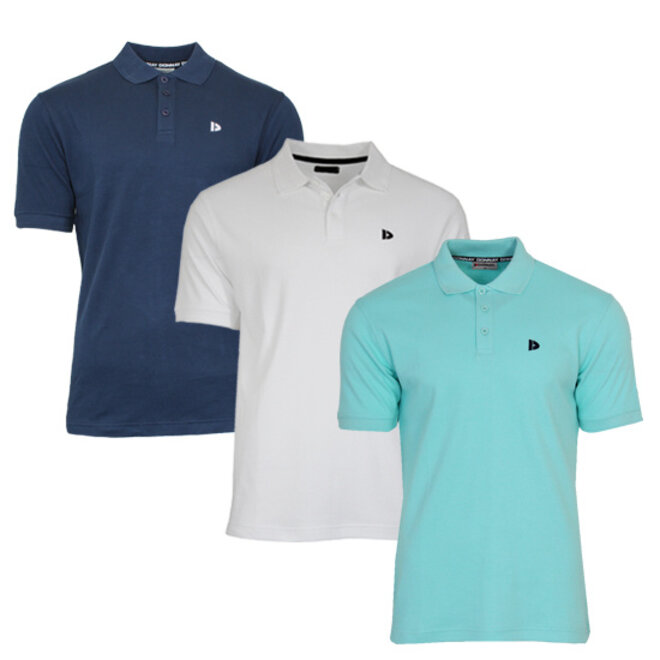 Donnay Heren - 3-Pack - Polo shirt Noah - Navy / Wit / Aruba Blue