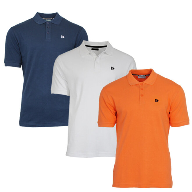 Donnay Heren - 3-Pack - Polo shirt Noah - Navy / Wit / Apricot