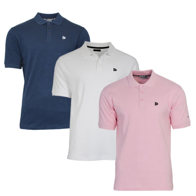 Donnay Heren - 3-Pack - Polo shirt Noah - Navy / Wit / Shadow Pink