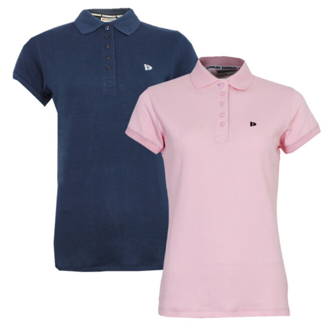 Donnay Dames - 2-Pack - Polo Shirt Lisa - Donkerblauw & Shadow Pink
