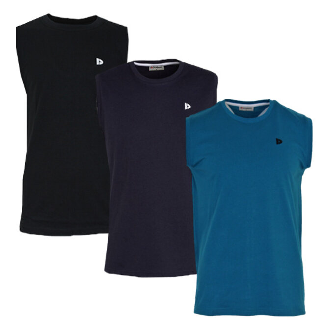 Donnay Heren - 3-Pack - Mouwloos T-shirt Stan - Zwart/Navy/Petrol