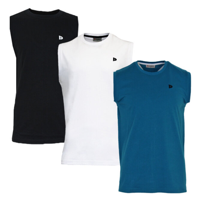 Donnay Heren - 3-Pack - Mouwloos T-shirt Stan - Zwart/Wit/Petrol