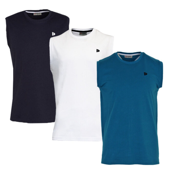Donnay Heren - 3-Pack - Mouwloos T-shirt Stan - Navy/Wit/Petrol