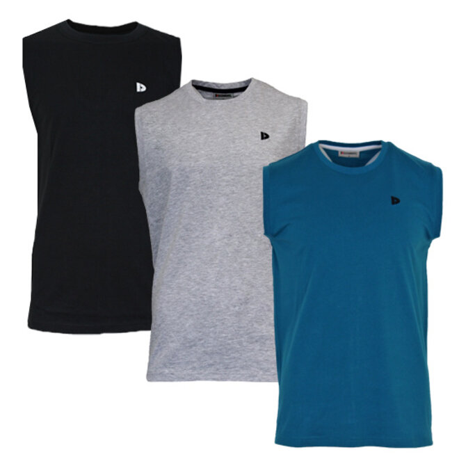 Donnay Heren - 3-Pack - Mouwloos T-shirt Stan -Zwart/Lichtgrijs/Petrol