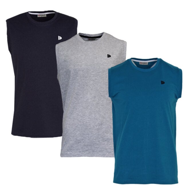 Donnay Heren - 3-Pack - Mouwloos T-shirt Stan -Navy/Lichtgrijs/Petrol