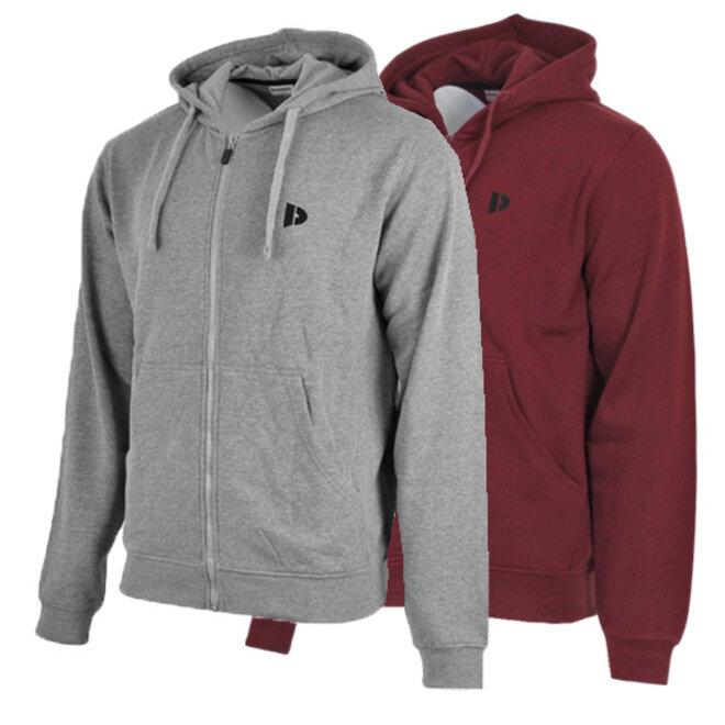 Donnay Heren - 2-Pack - Vest met capuchon Bruce - Zilvergrijs & Burgundy