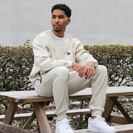 Donnay Donnay Heren - 2-Pack - Fleece Crew Sweater Dean - Donkergrijs & Sand