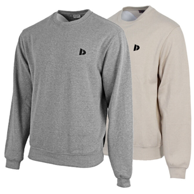 Donnay Heren - 2-Pack - Fleece Crew Sweater Dean - Zilvergrijs & Sand