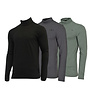 Campri Heren - 3-Pack - Skipully - shirt met col - Zwart/Donkergrijs/Jungle Green