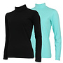 Campri Dames - 2-Pack - Skipully - shirt met col - Zwart & Aruba Blue