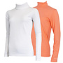 Campri Dames - 2-Pack - Skipully - shirt met col - Wit & Zalm Oranje