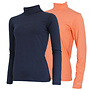 Campri Dames - 2-Pack - Skipully - shirt met col - Navy & Zalm Oranje