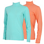 Campri Dames - 2-Pack - Skipully - shirt met col - Aruba Blue & Zalm Oranje