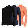 Campri Dames - 3-Pack - Skipully - shirt met col - Zwart/Navy/Zalm Oranje