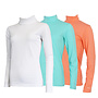 Campri Dames - 3-Pack - Skipully - shirt met col - Wit/Aruba Blue/Zalm Oranje