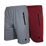 Donnay Heren - 2-Pack - Korte joggingbroek Nick - Zilvergrijs & Burgundy