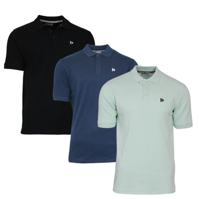 Donnay Heren - 3-Pack - Polo shirt Noah - Zwart / Navy / Mint Green