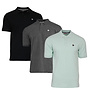 Donnay Heren - 3-Pack - Polo shirt Noah - Zwart / Donkergrijs / Mint Green