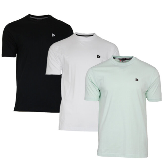 Donnay Heren - 3-Pack - T-Shirt Vince - Zwart/Wit/Mint Green