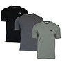 Donnay Heren - 3-Pack - T-Shirt Vince - Zwart/Donkergrijs/Jungle Green