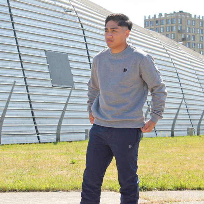 Donnay Heren - 2-Pack - Fleece Crew Sweater Dean - Donkergrijs & Zilvergrijs