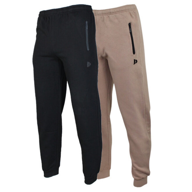 Donnay Heren - 2-Pack - Joggingbroek Jack - Zwart & Taupe Grey