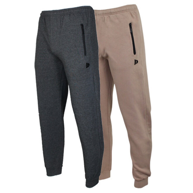 Donnay Heren - 2-Pack - Joggingbroek Jack - Donkergrijs & Taupe Grey