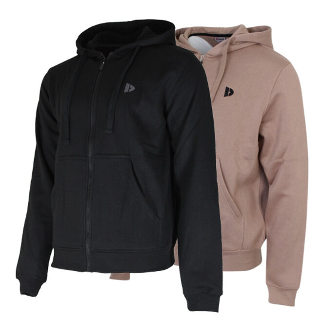 Donnay Heren - 2-Pack - Vest met capuchon Bruce - Zwart & Taupe Grey