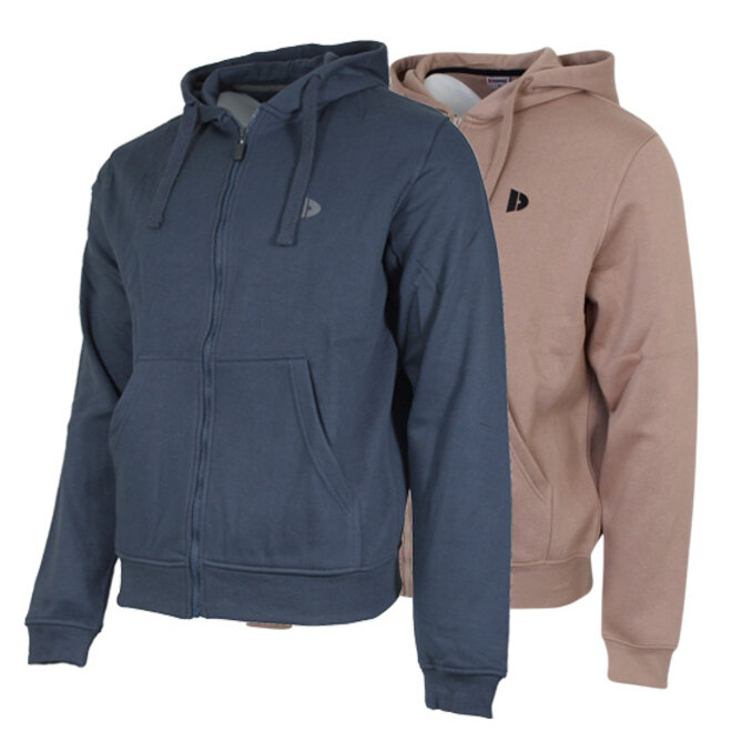Donnay Heren - 2-Pack - Vest met capuchon Bruce - Navy & Taupe Grey