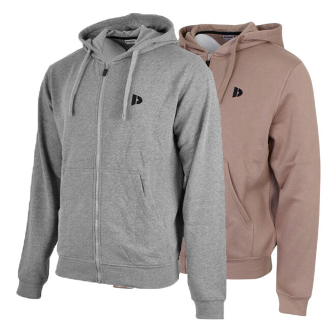 Donnay Heren - 2-Pack - Vest met capuchon Bruce - Zilvergrijs & Taupe Grey
