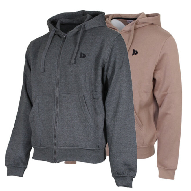 Donnay Heren - 2-Pack - Vest met capuchon Bruce - Donkergrijs & Taupe Grey