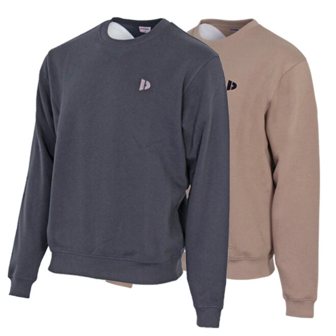 Donnay Heren - 2-Pack - Fleece Crew Sweater Dean - Navy & Taupe Grey