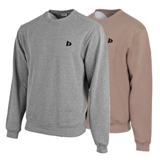 Donnay Heren - 2-Pack - Fleece Crew Sweater Dean - Zilvergrijs & Taupe Grey