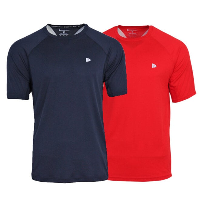 Donnay Heren - 2-Pack - Sport T-shirt André - Navy & Poppy Red