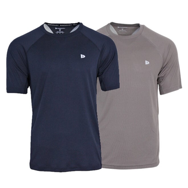 Donnay Heren - 2-Pack - Sport T-shirt André - Navy & Steel Grey