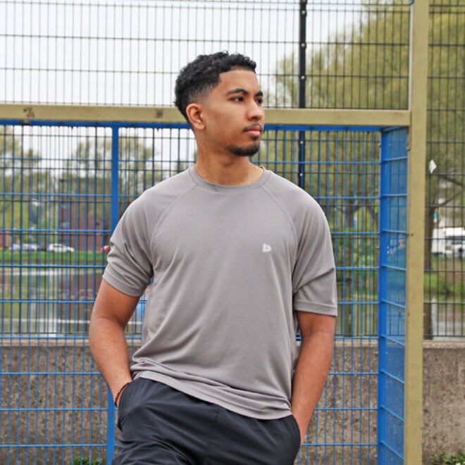 Donnay Heren - 2-Pack - Sport T-shirt André - Navy & Steel Grey