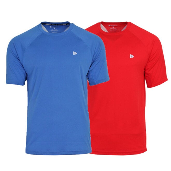 Donnay Heren - 2-Pack - Sport T-shirt André - True Blue & Poppy Red