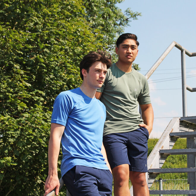Donnay Heren - 2-Pack - Sport T-shirt André - True Blue & Steel Grey