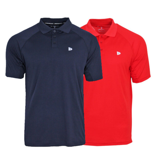 Donnay Heren - 2-Pack - Sport Polo Bjorn - Navy & Poppy Red