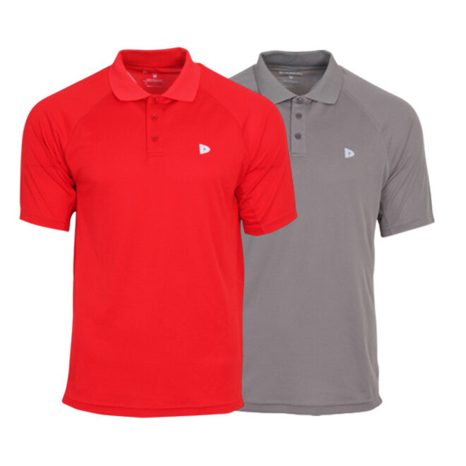 Donnay Heren - 2-Pack - Sport Polo Bjorn - Poppy Red & Steel Grey
