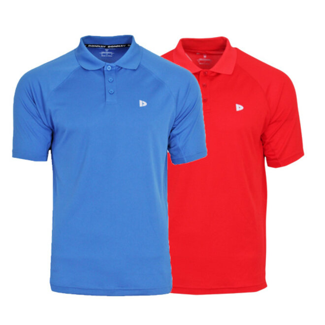 Donnay Heren - 2-Pack - Sport Polo Bjorn - True Blue & Poppy Red