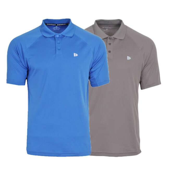 Donnay Heren - 2-Pack - Sport Polo Bjorn - True Blue & Steel Grey