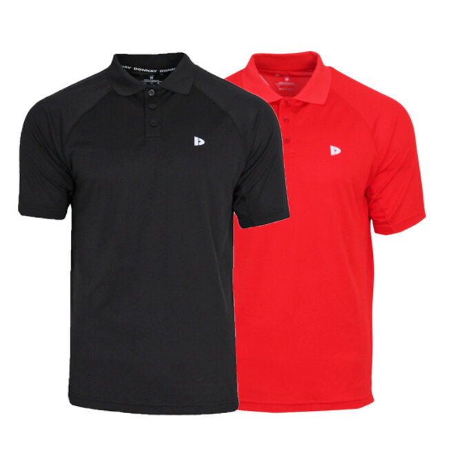 Donnay Heren - 2-Pack - Sport Polo Bjorn - Zwart & Poppy Red