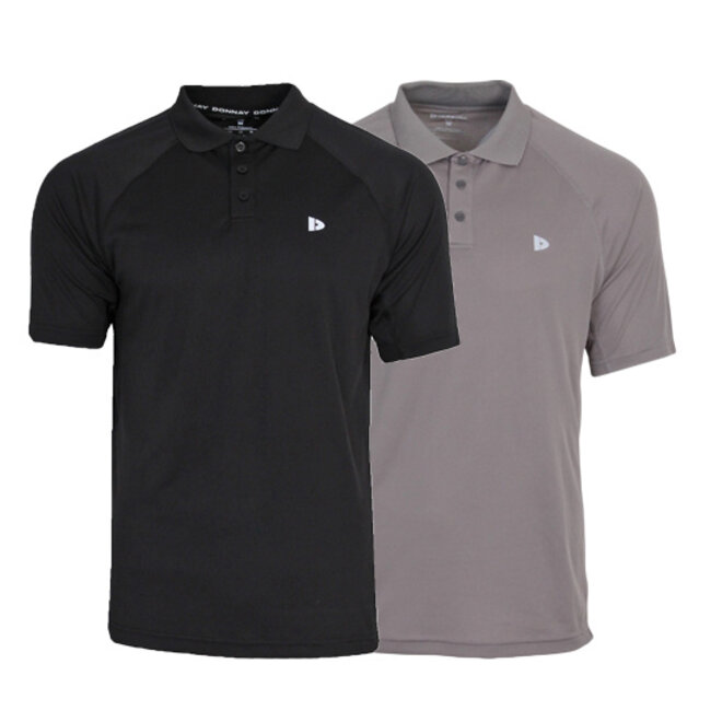 Donnay Heren - 2-Pack - Sport Polo Bjorn - Zwart & Steel Grey