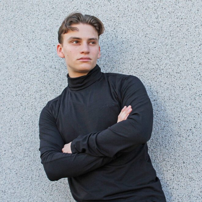 Campri Heren - Skipully - shirt met col - Zwart